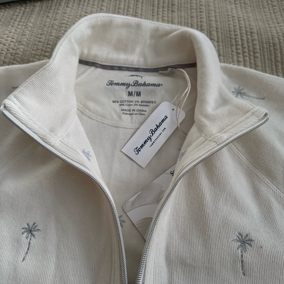Tommy Bahama Cream Soft Jacket with Embroidered Palm Design - Picture 2 of 8